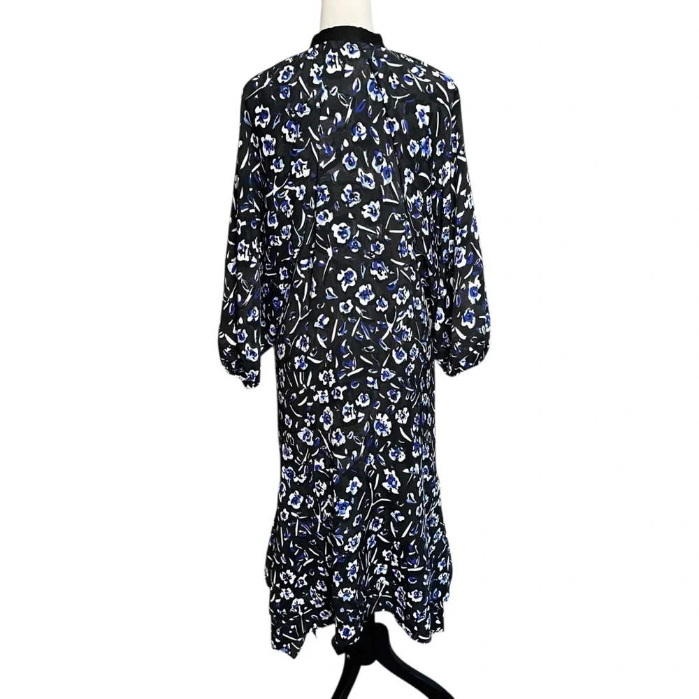 Tory‎ Burch Puff Sleeve Handkerchief Floral Tunic Asymmetric Midi Dress Small